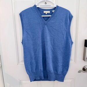 Peter Millar Sweater Vest M | Blue Merino Wool V-Neck